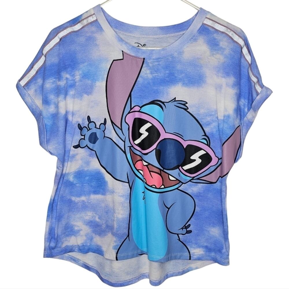 Disney Stitch Short Sleeve Shirt Refractory Lines on Shoulders Size XL Juniors